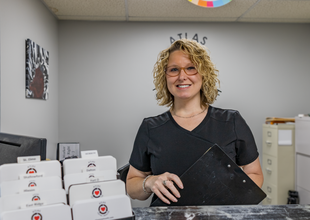 Welcoming receptionist Welcoming receptionist